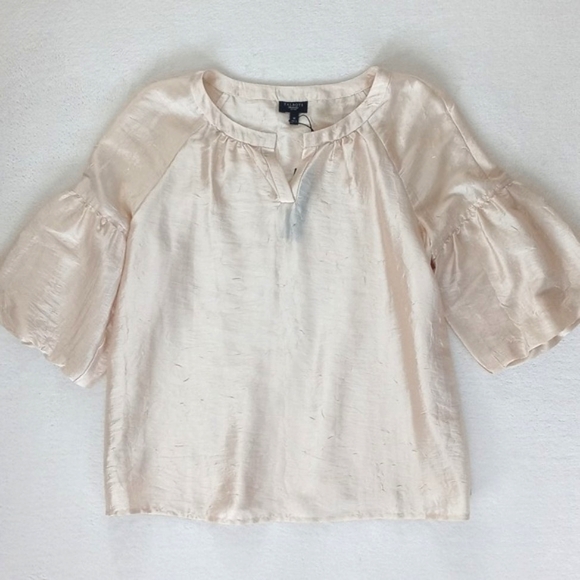 Talbots Elegant Women’s Buttery Cream Silk Nylon Blend 3/4 Sleeve Blouse M